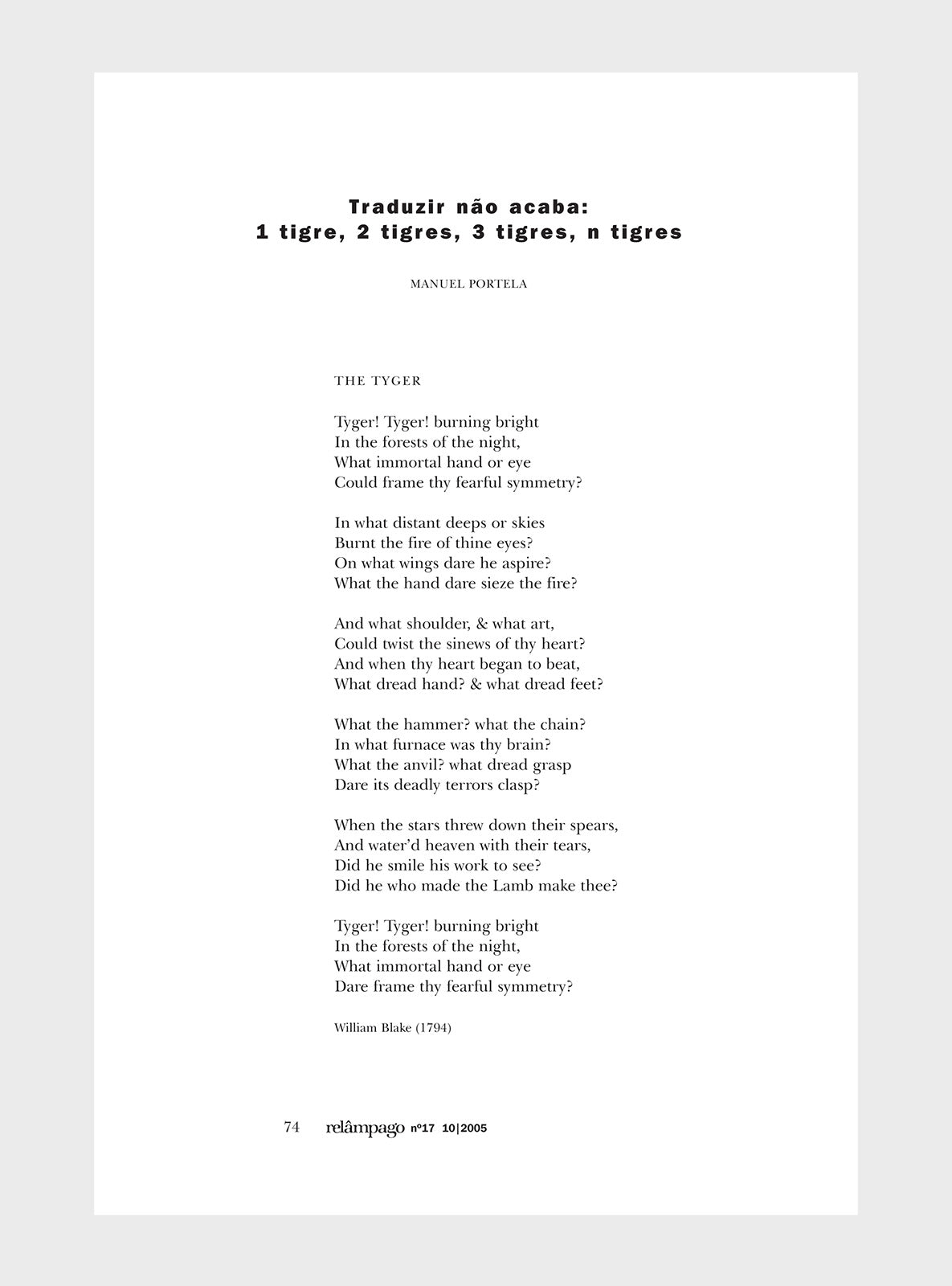 Relâmpago 17 “A tradução de poesia”