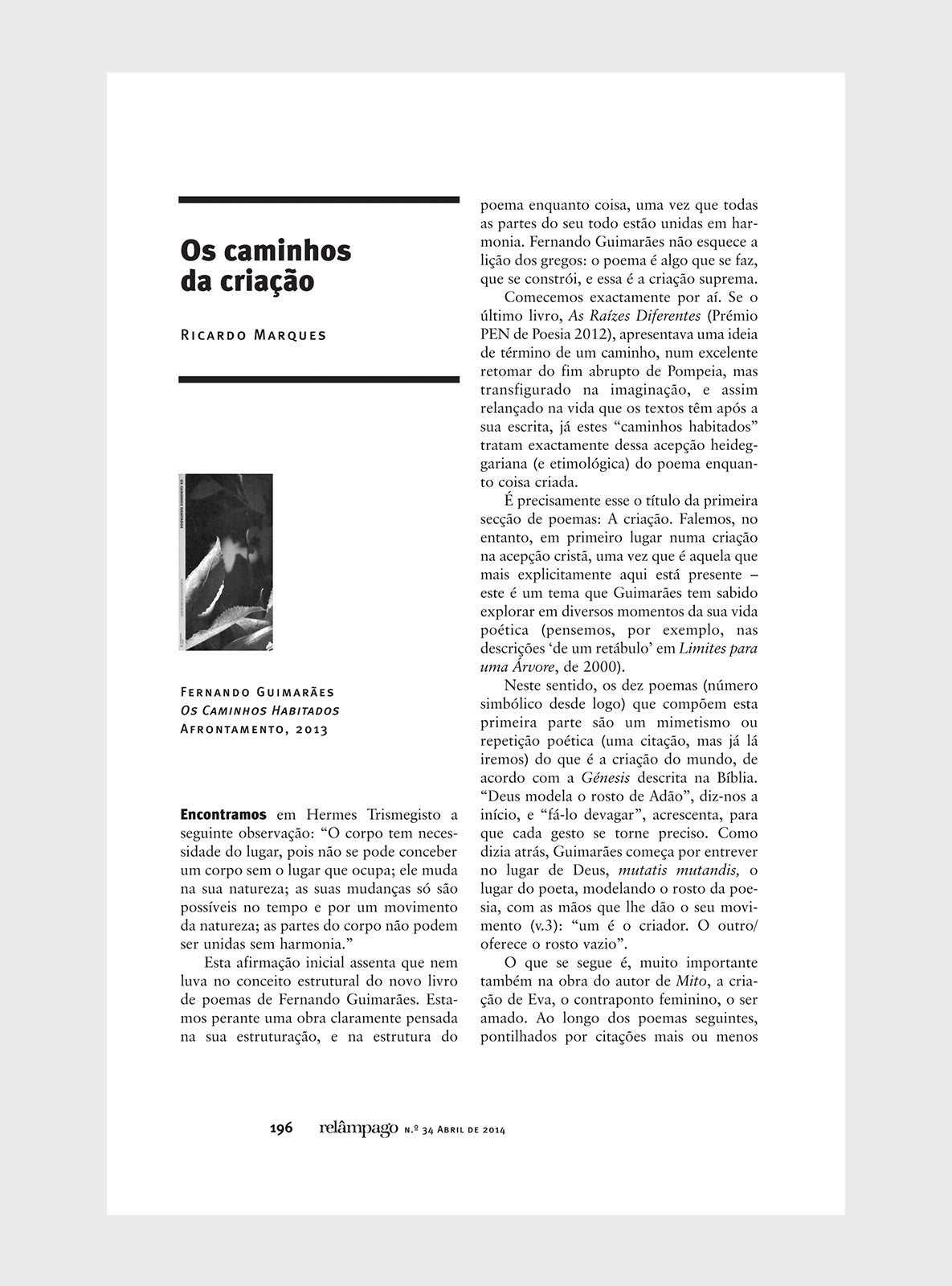 Relâmpago 34 “Poesia e morte”