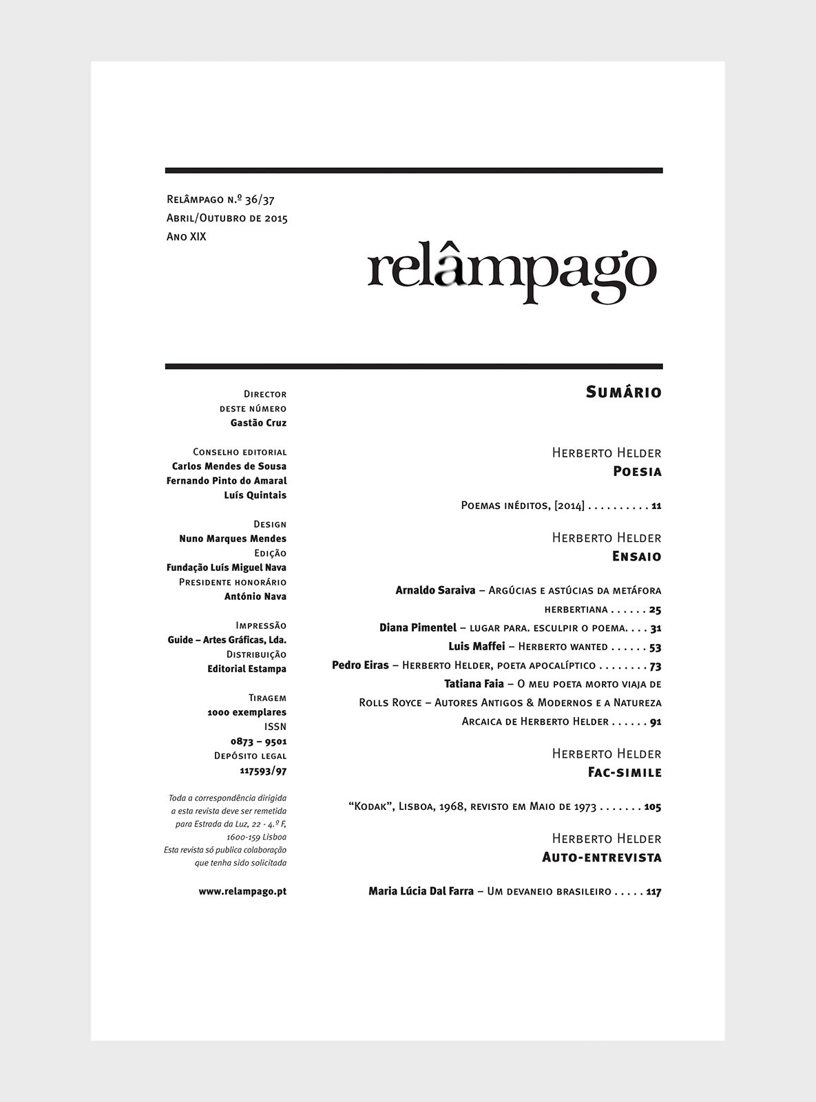 Relâmpago 36/37 “Herberto Helder”
