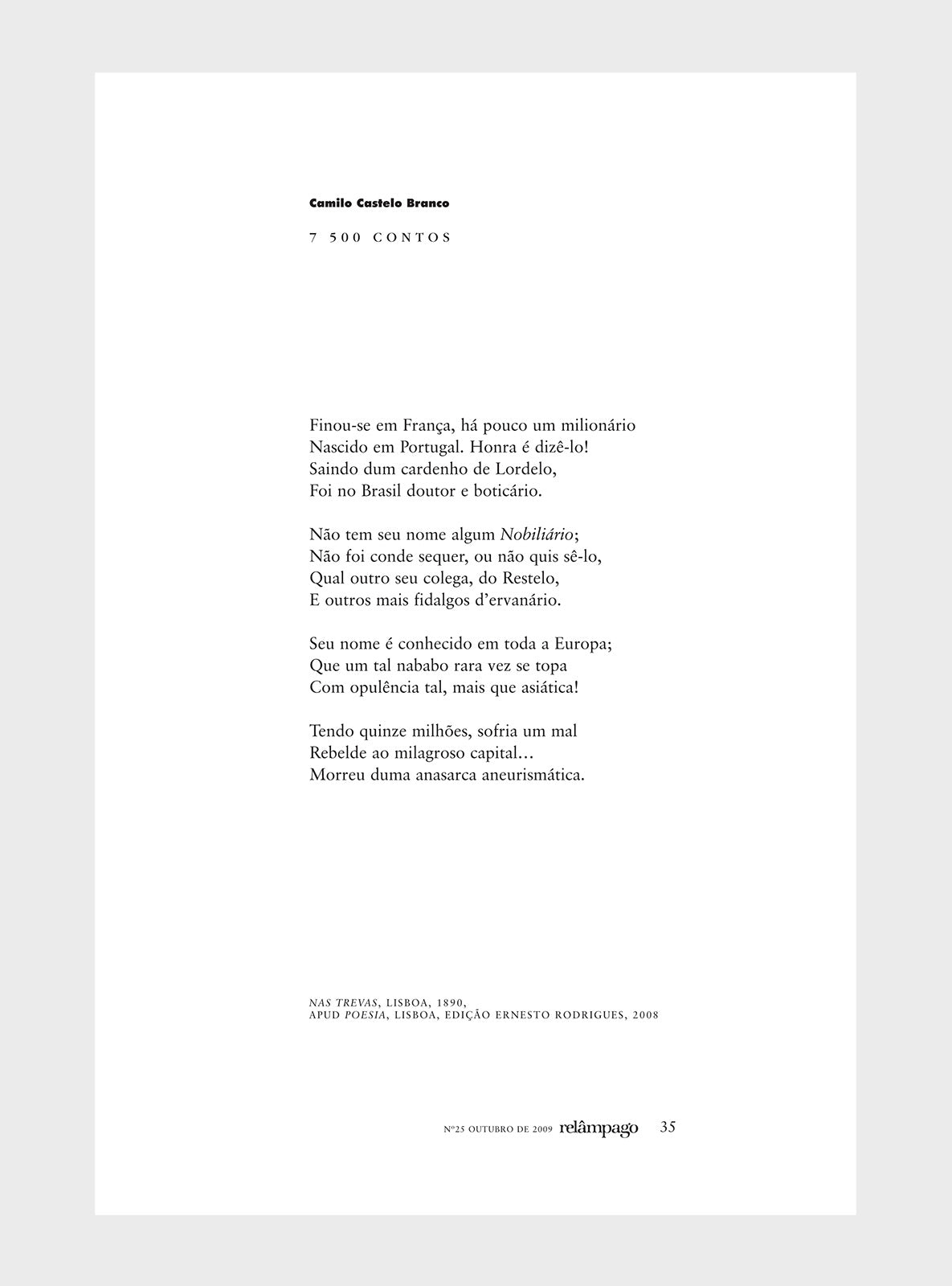 Relâmpago 25 “Poesia e dinheiro”
