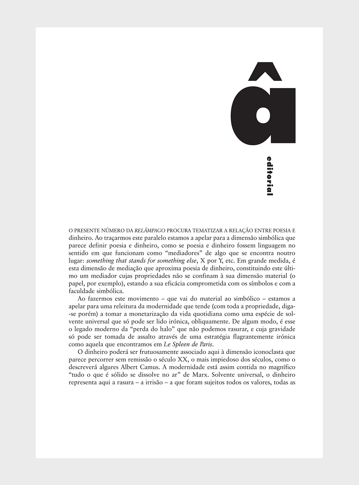 Relâmpago 25 “Poesia e dinheiro”