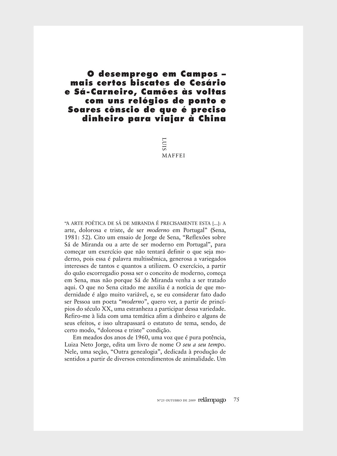 Relâmpago 25 “Poesia e dinheiro”