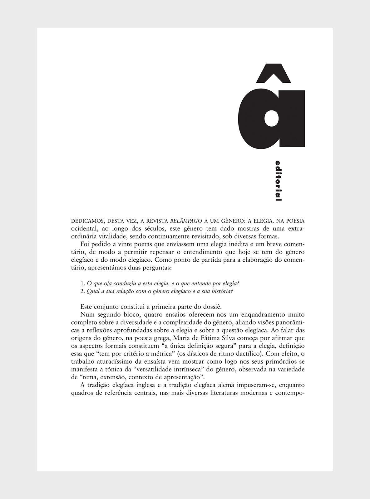 Relâmpago 27 “Elegias”