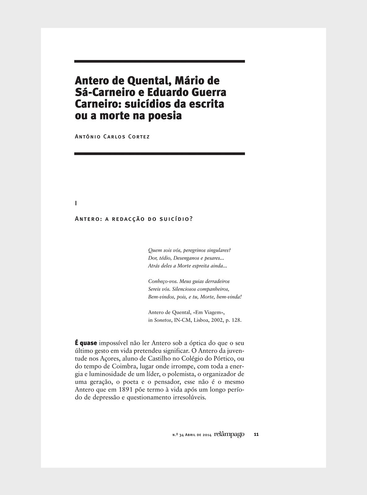 Relâmpago 34 “Poesia e morte”