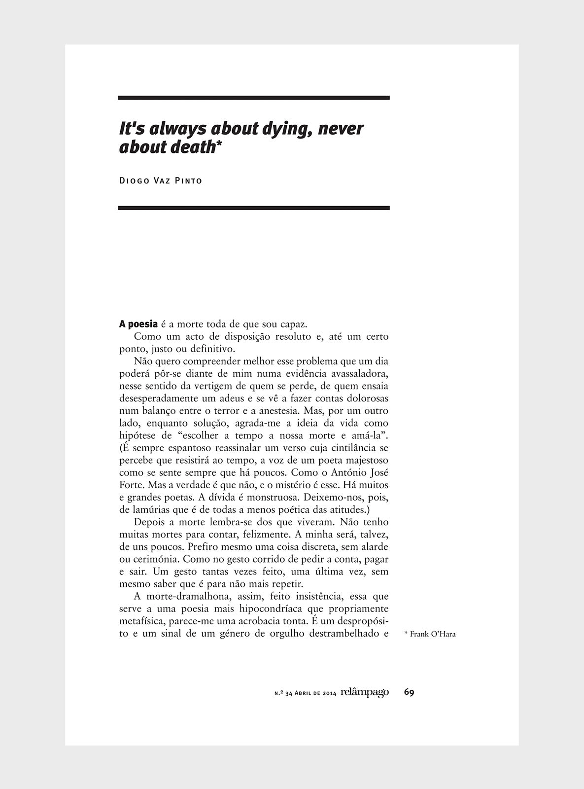 Relâmpago 34 “Poesia e morte”