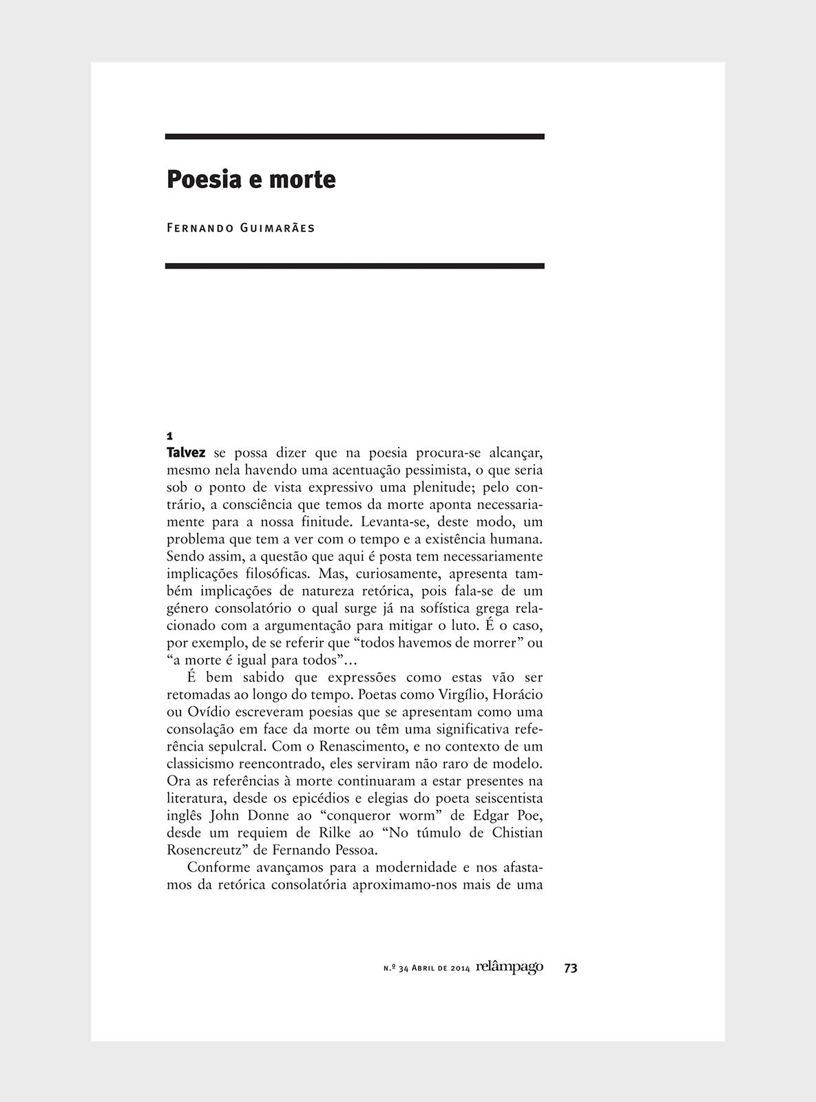 Relâmpago 34 “Poesia e morte”