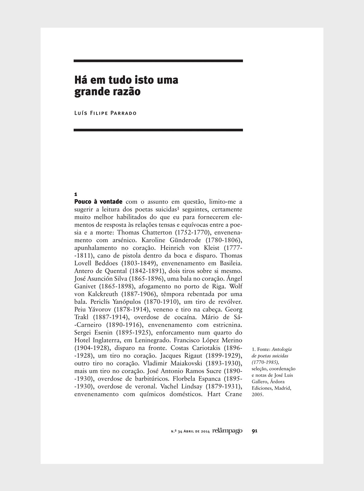 Relâmpago 34 “Poesia e morte”