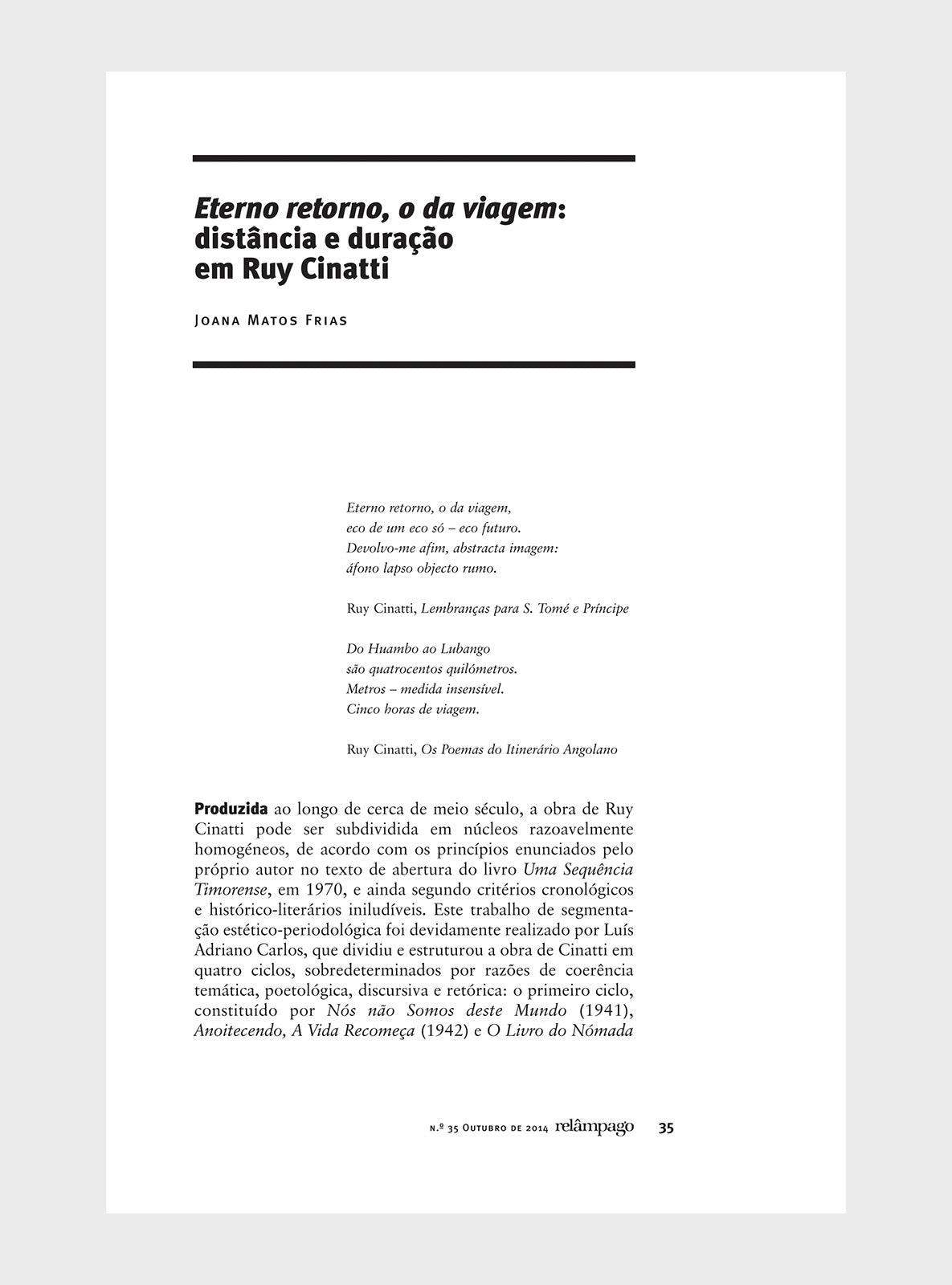 Relâmpago 35 “Poesia e viagem”