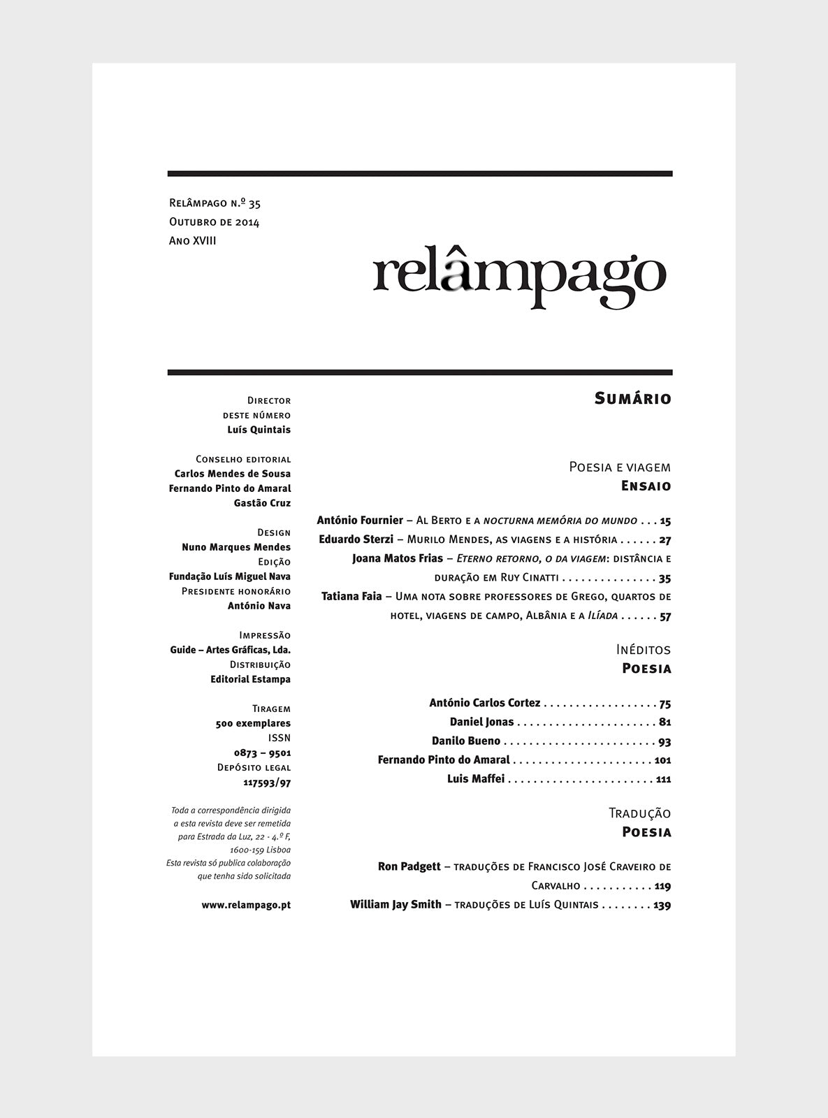 Relâmpago 35 “Poesia e viagem”