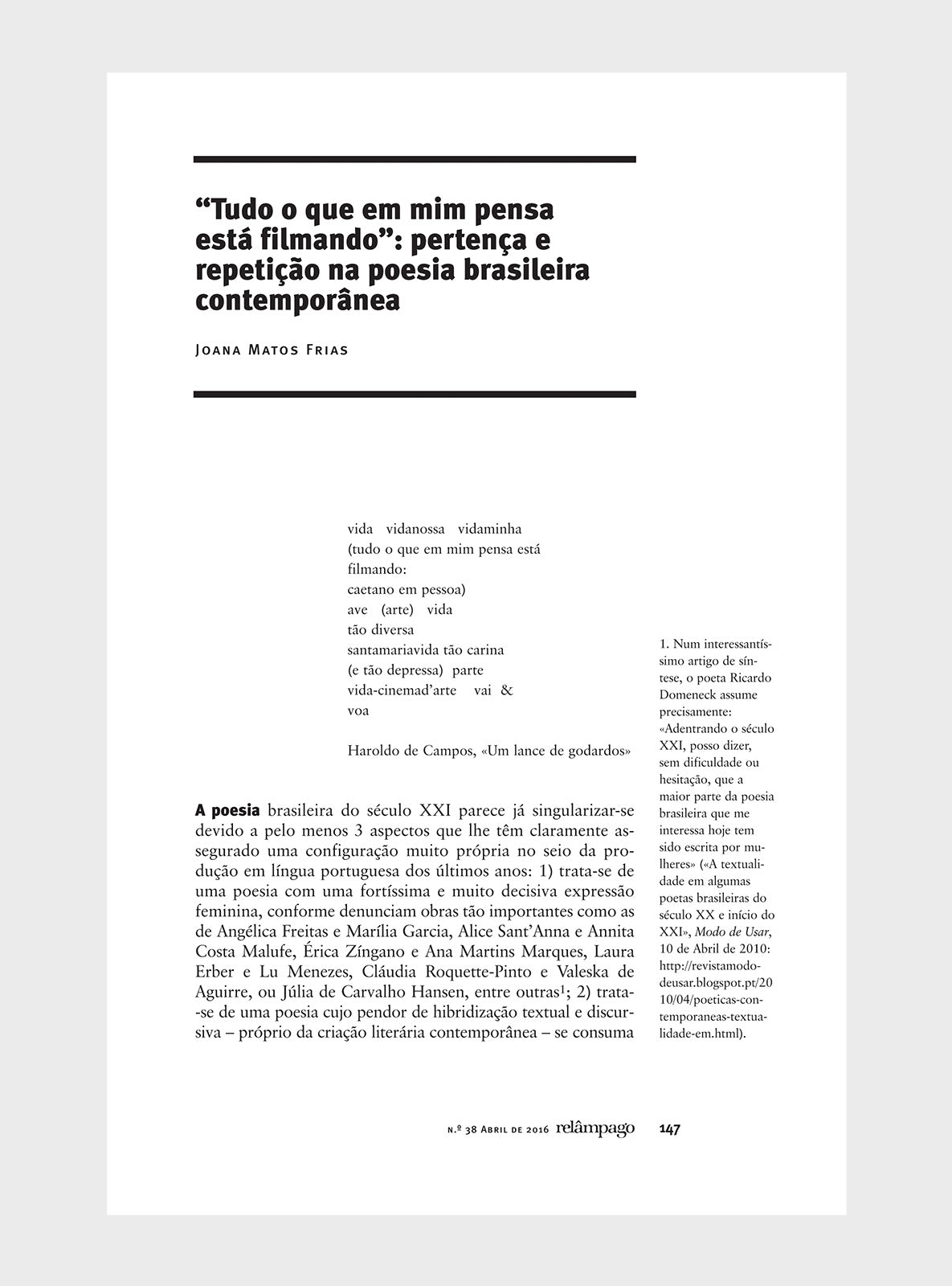 Relâmpago 38 “Poesia e Cinema”