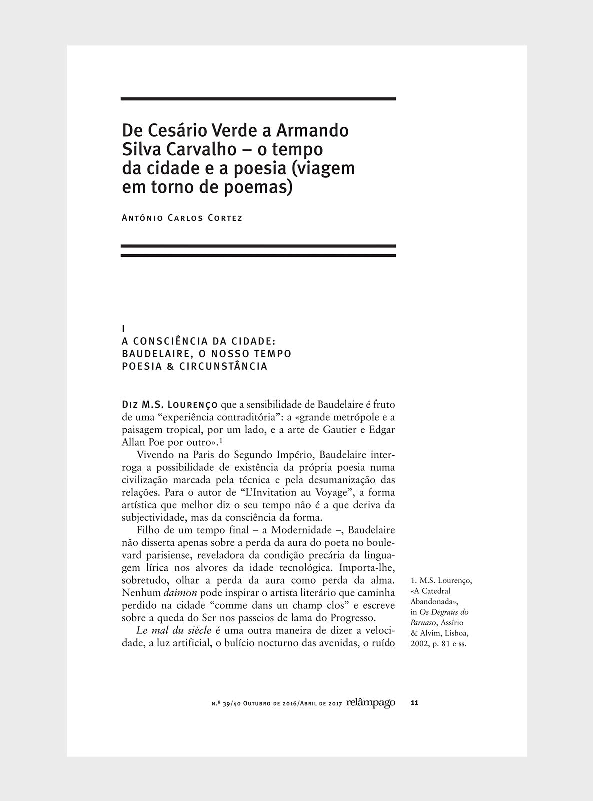 Relâmpago 39/40 “O poeta na cidade”
