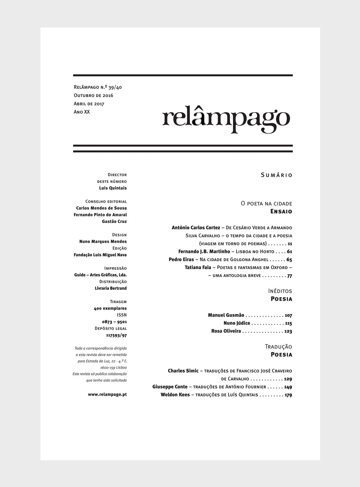 Relâmpago 39/40 “O poeta na cidade”