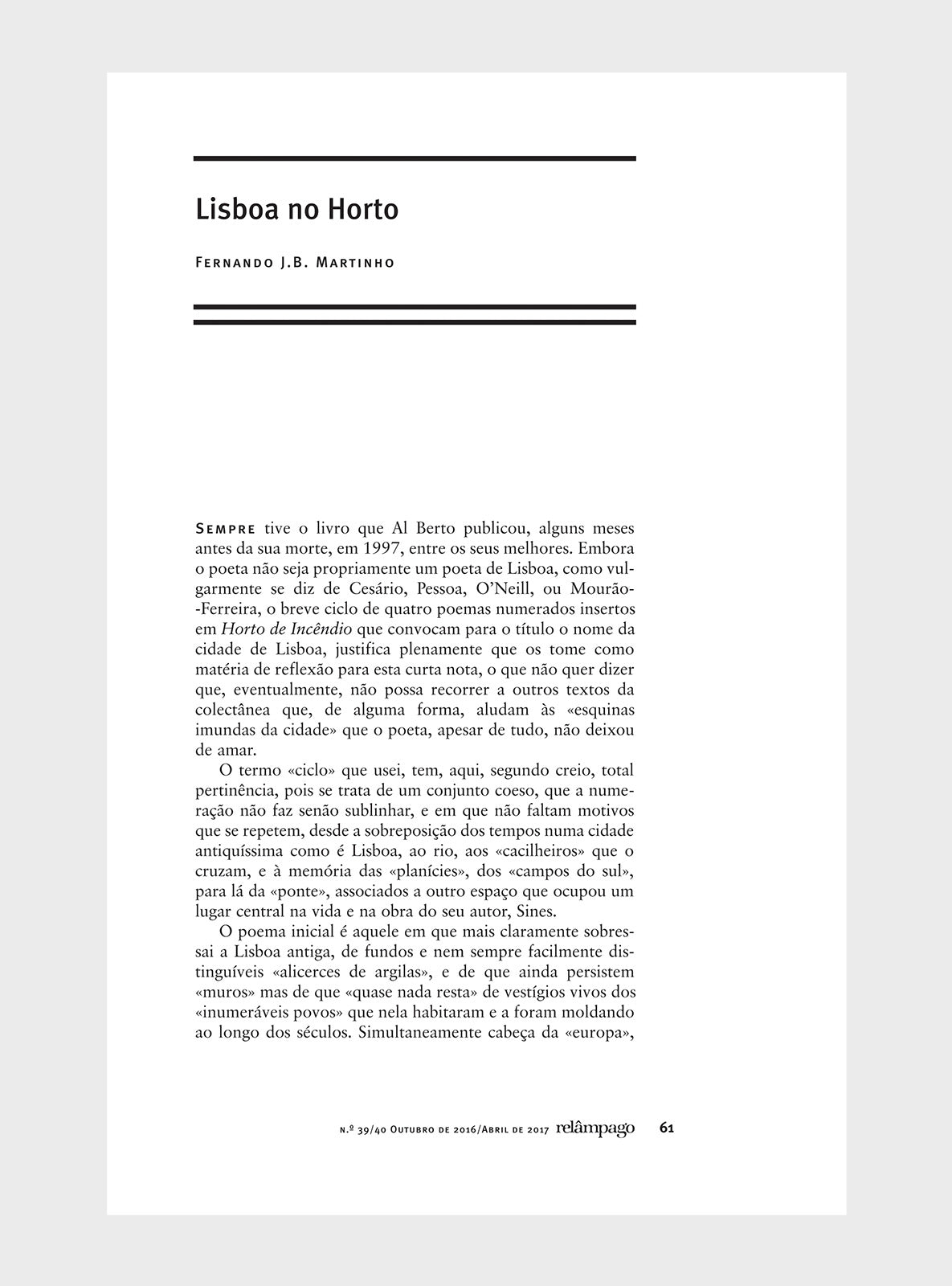 Relâmpago 39/40 “O poeta na cidade”