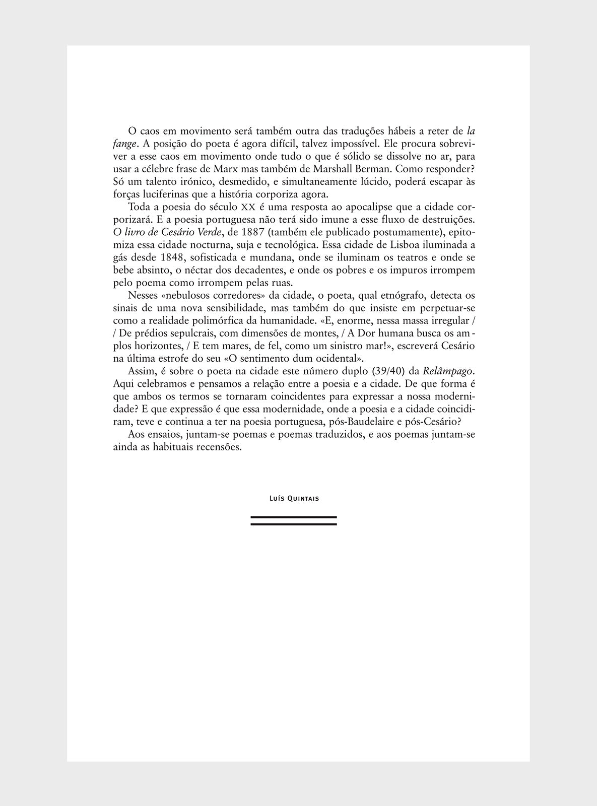 Relâmpago 39/40 “O poeta na cidade”