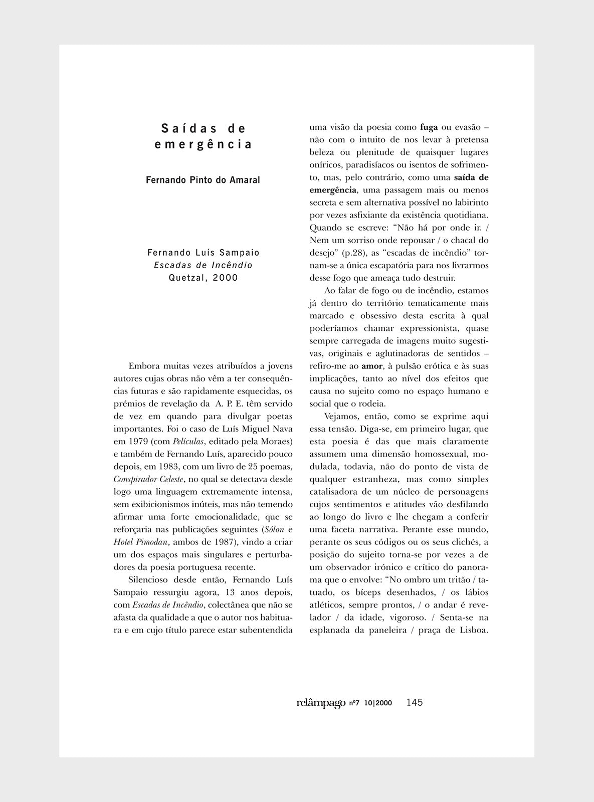 Relâmpago 7 “Poesia brasileira actual”