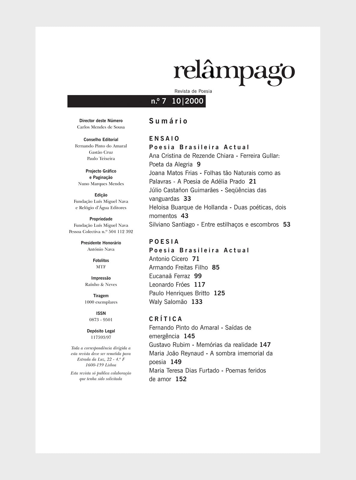 Relâmpago 7 “Poesia brasileira actual”