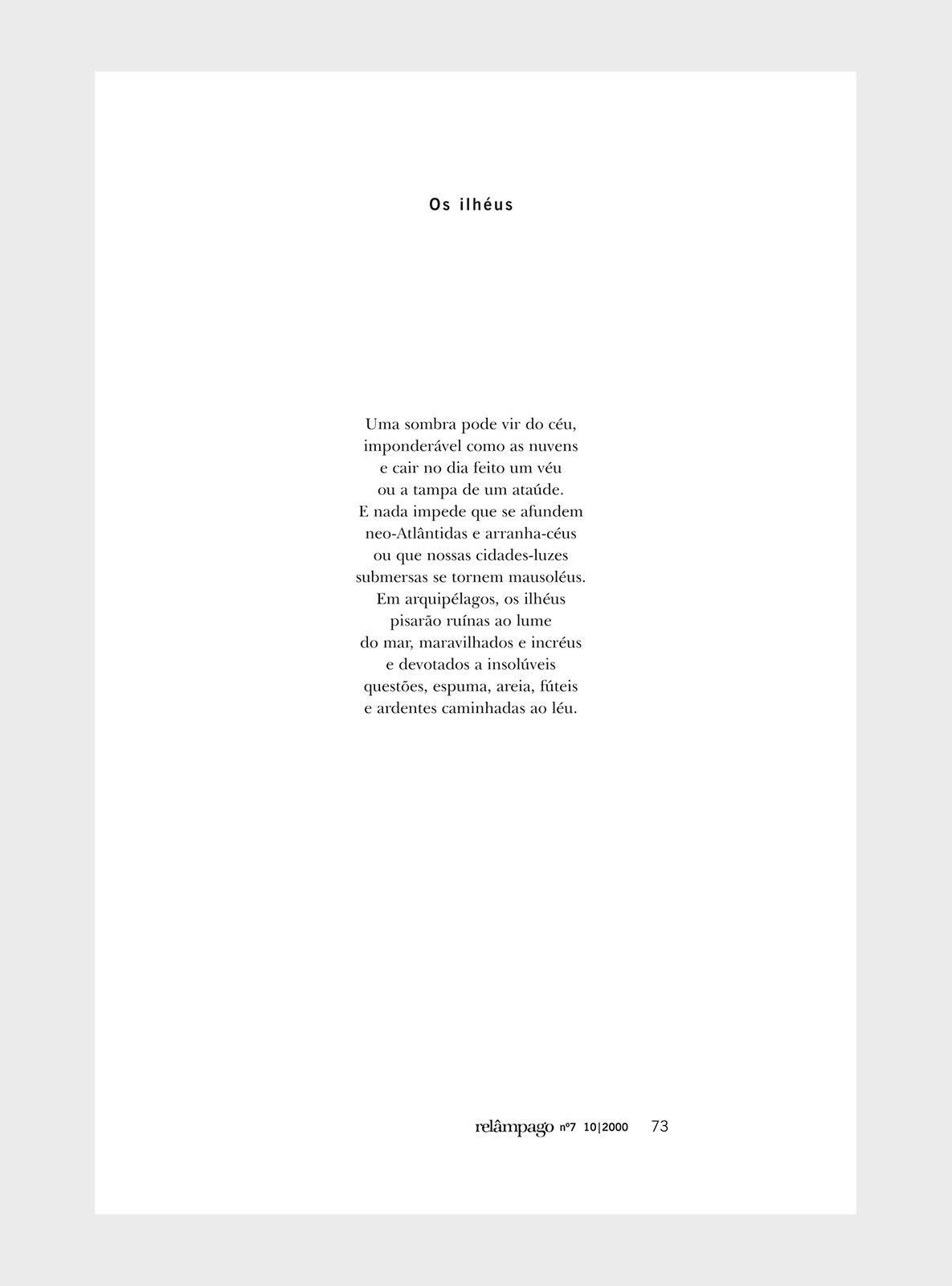 Relâmpago 7 “Poesia brasileira actual”