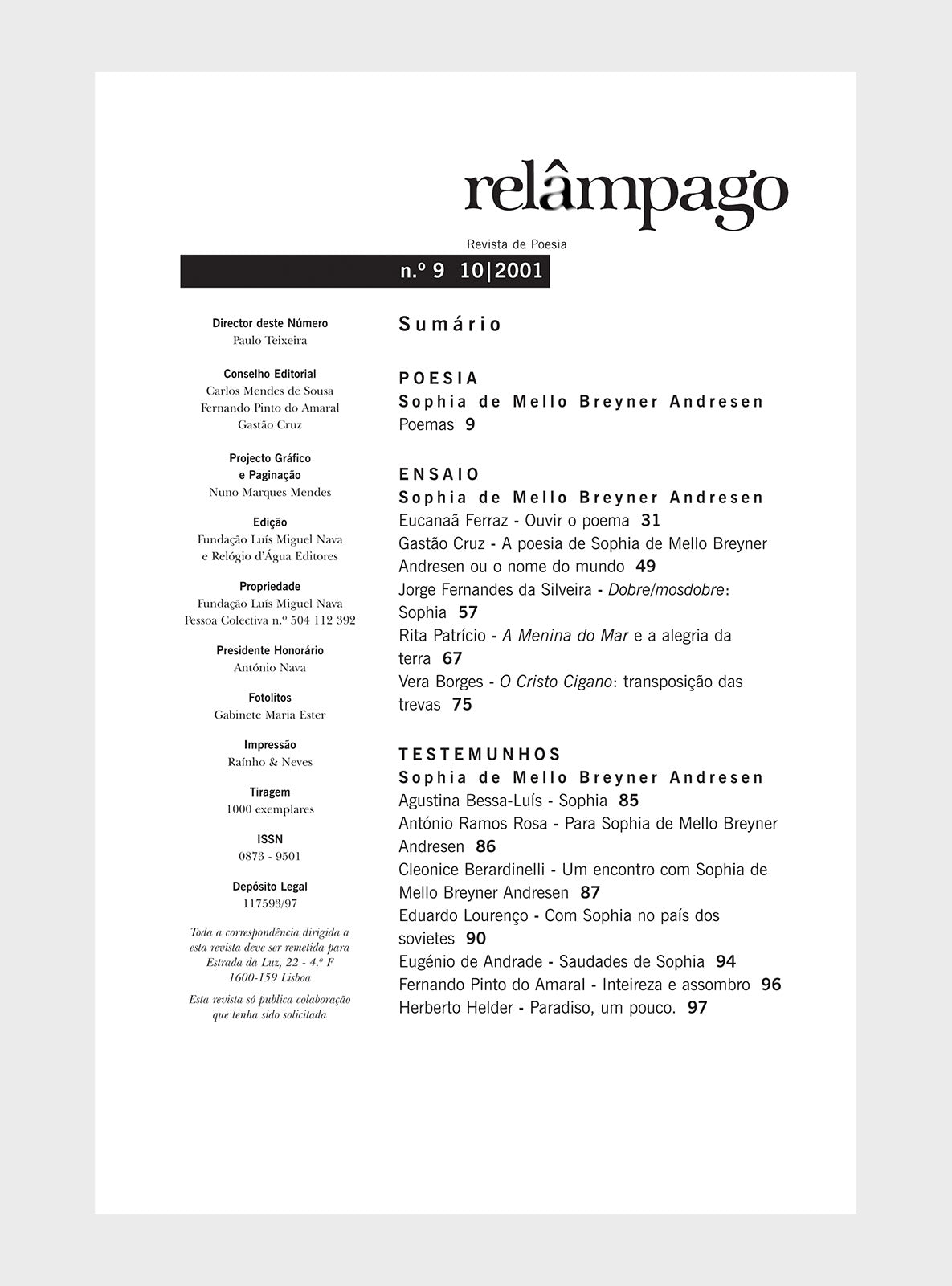 Relâmpago 9 “Sophia de Mello Breyner Andresen”