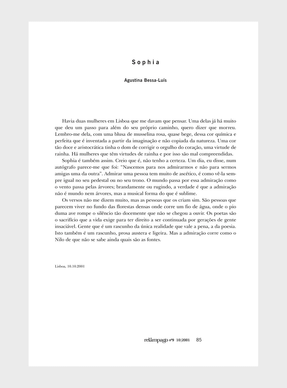 Relâmpago 9 “Sophia de Mello Breyner Andresen”